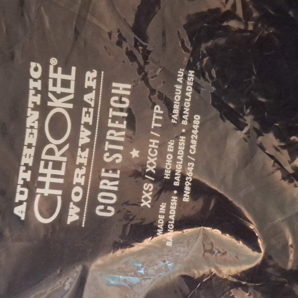 2pc set Cherokee Core Stretch Modern Black Scrub Top Bottom Pants 4x 5x - Picture 7 of 9